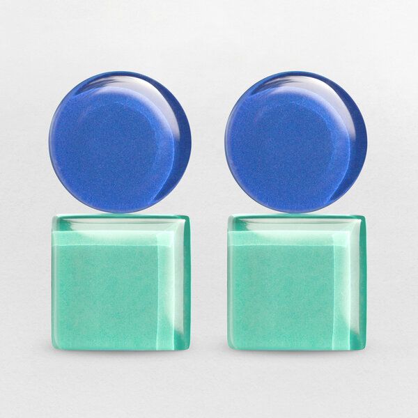 ALEXASCHA Geometrische Clip Ohrringe aus Glas | Bauhaus Design | 16 Farbkombinationen von ALEXASCHA