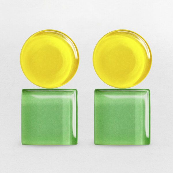 ALEXASCHA Geometrische Clip Ohrringe aus Glas | Bauhaus Design | 16 Farbkombinationen von ALEXASCHA