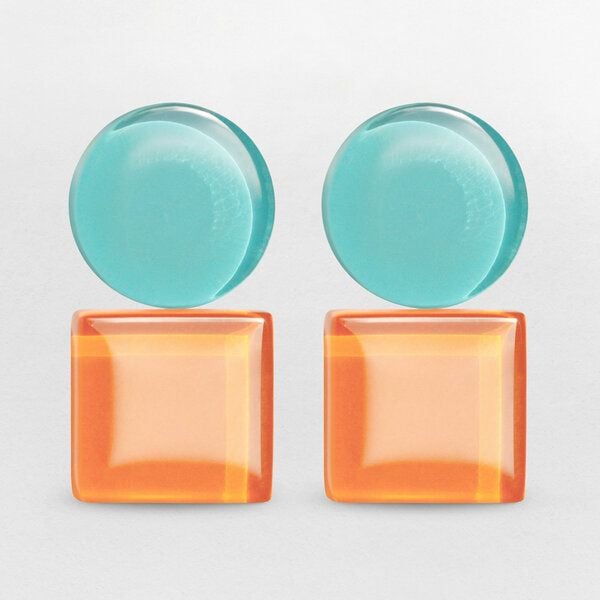 ALEXASCHA Geometrische Clip Ohrringe aus Glas | Bauhaus Design | 16 Farbkombinationen von ALEXASCHA