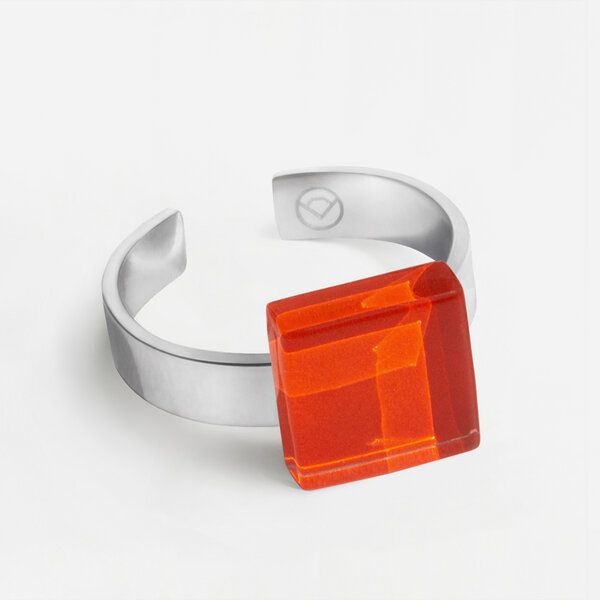 ALEXASCHA Geometrischer Ring aus Glas, mini | PUREFORM von ALEXASCHA