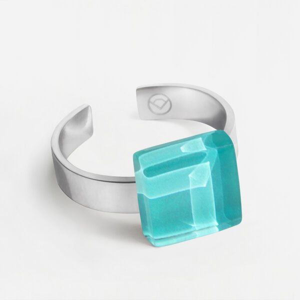ALEXASCHA Geometrischer Ring aus Glas, mini | PUREFORM von ALEXASCHA