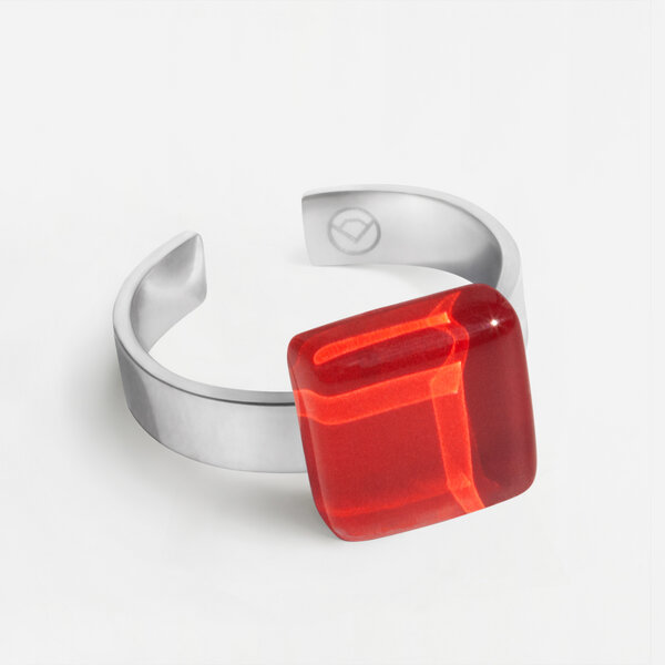 ALEXASCHA Geometrischer Ring aus Glas, mini | PUREFORM von ALEXASCHA