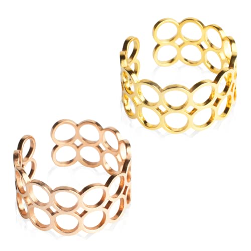 ALEXASCHA Mutter Tochter Geschenk • Ring Set aus 2 Statement Ringen in Gold & Roségold • Muttertagsgeschenk • Schmuckset verstellbar ab Größe 60 (Ø 19 mm) von ALEXASCHA