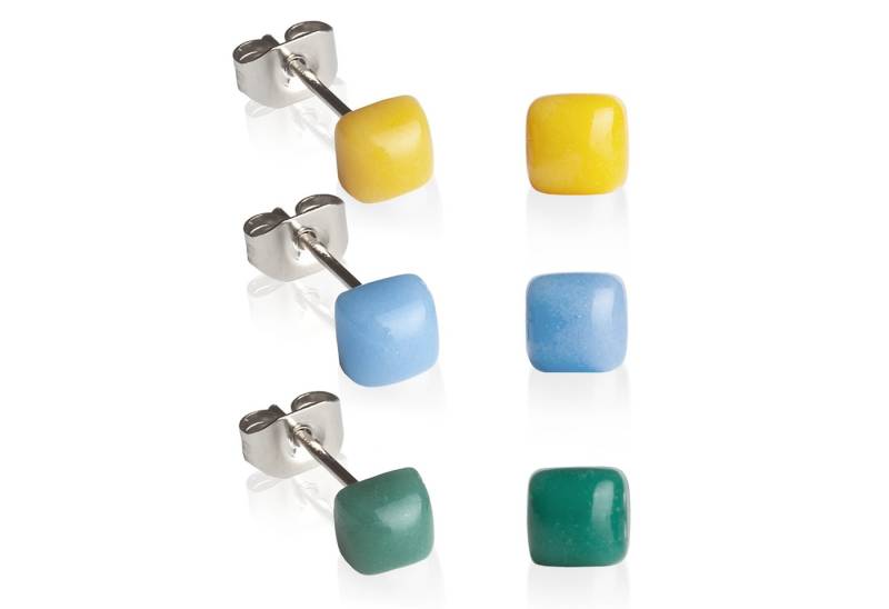 ALEXASCHA Ohrstecker-Set Geometrische Ohrringe 3er Set • Basic Schmuck in 30 Farben • 4mm von ALEXASCHA