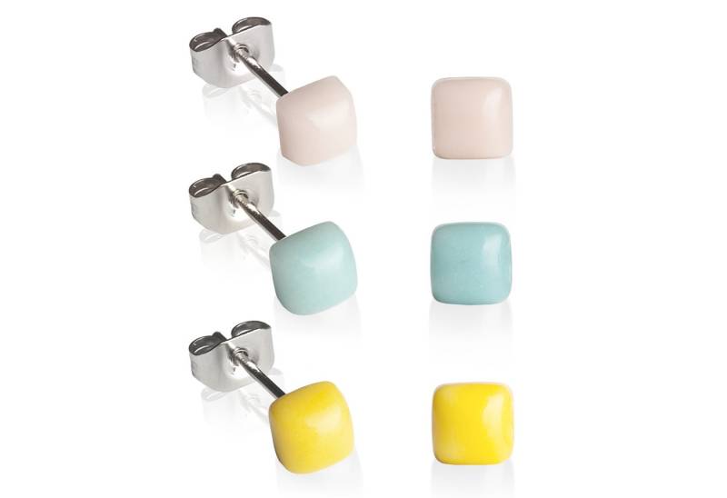 ALEXASCHA Ohrstecker-Set Geometrische Ohrringe 3er Set • Basic Schmuck in 30 Farben • 4mm von ALEXASCHA