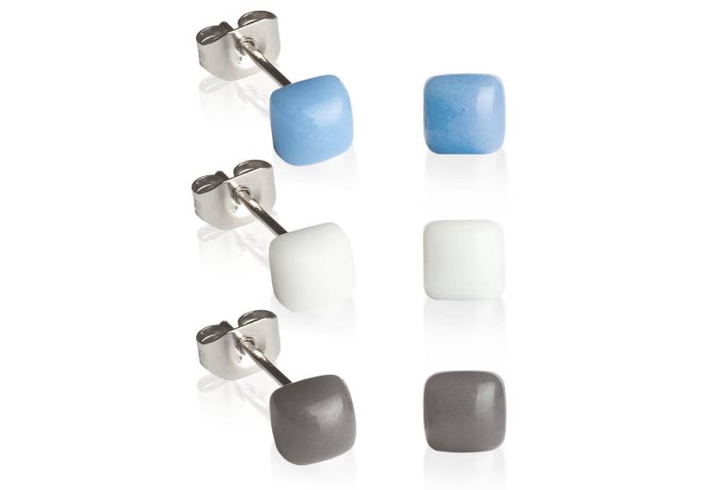 ALEXASCHA Ohrstecker-Set Geometrische Ohrringe 3er Set • Basic Schmuck in 30 Farben • 4mm von ALEXASCHA