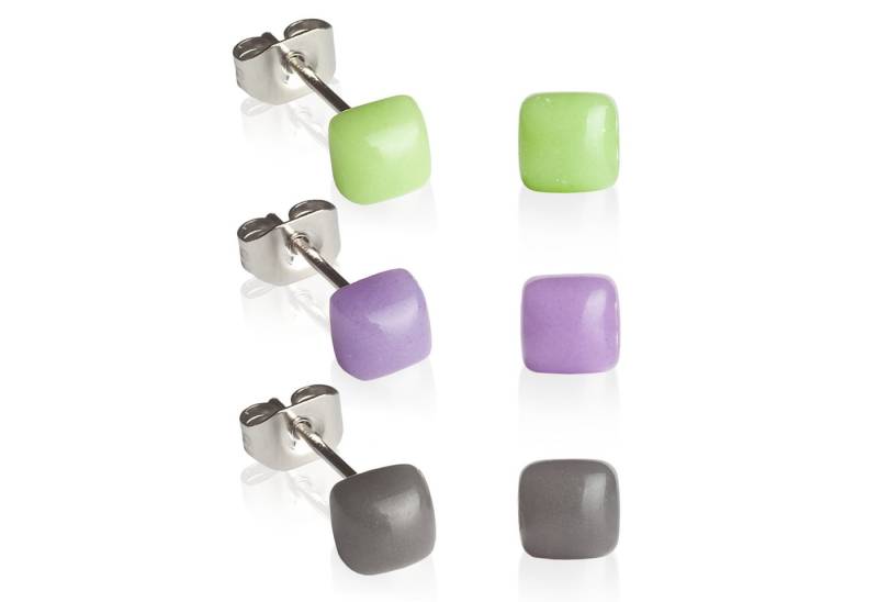ALEXASCHA Ohrstecker-Set Geometrische Ohrringe 3er Set • Basic Schmuck in 30 Farben • 4mm von ALEXASCHA