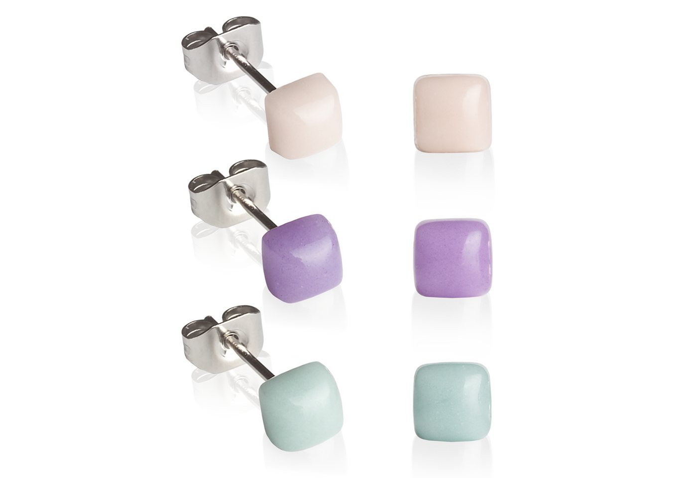 ALEXASCHA Ohrstecker-Set Geometrische Ohrringe 3er Set • Basic Schmuck in 30 Farben • 4mm von ALEXASCHA