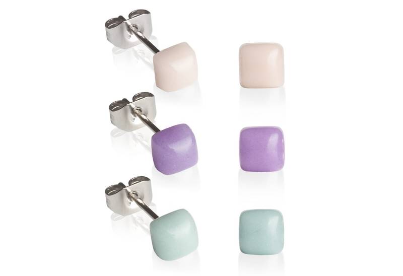 ALEXASCHA Ohrstecker-Set Geometrische Ohrringe 3er Set • Basic Schmuck in 30 Farben • 4mm von ALEXASCHA