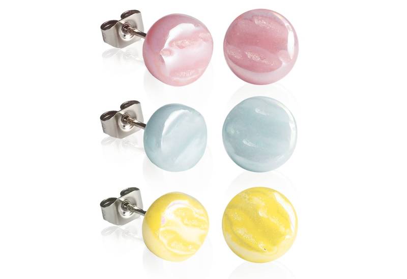 ALEXASCHA Ohrstecker-Set Runde Ohrstecker 3er Set aus Glas • Elegante Stecker für jeden Tag von ALEXASCHA