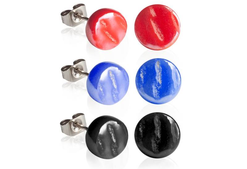 ALEXASCHA Ohrstecker-Set Runde Ohrstecker 3er Set aus Glas • Elegante Stecker für jeden Tag von ALEXASCHA