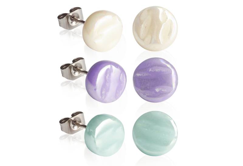 ALEXASCHA Ohrstecker-Set Runde Ohrstecker 3er Set aus Glas • Elegante Stecker für jeden Tag von ALEXASCHA