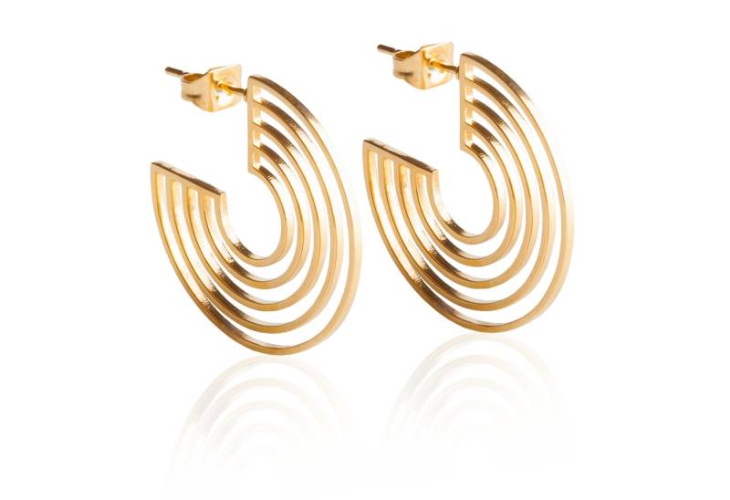 ALEXASCHA Paar Ohrstecker Dünne Creolen mit Muster • leichter Ohrschmuck vergoldet • nickelfrei von ALEXASCHA