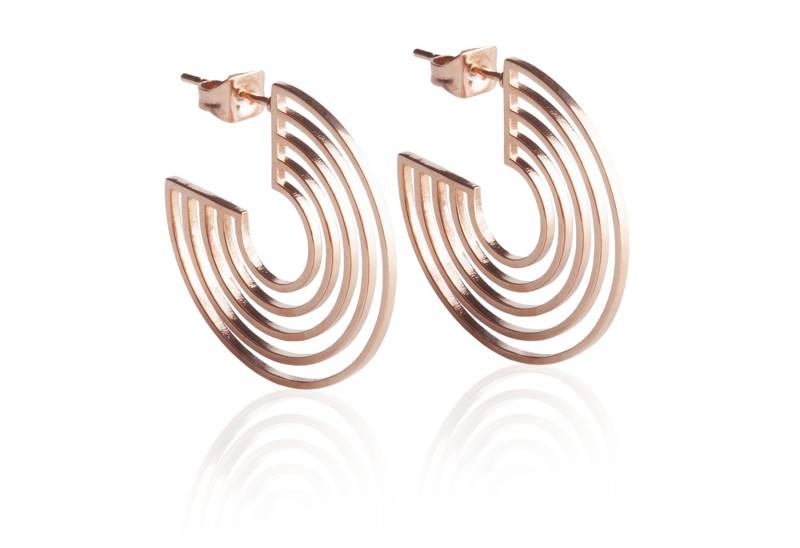 ALEXASCHA Paar Ohrstecker Dünne Creolen mit Muster • leichter Ohrschmuck vergoldet • nickelfrei von ALEXASCHA