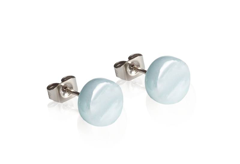 ALEXASCHA Paar Ohrstecker Glasohrstecker in Perlmuttoptik • hypoallergener Edelstahl • ⌀ 8mm von ALEXASCHA