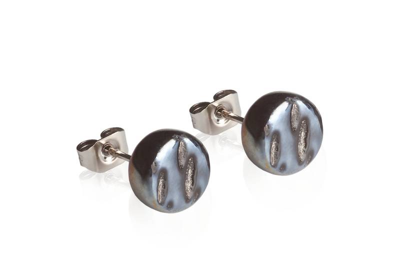 ALEXASCHA Paar Ohrstecker Glasohrstecker in Perlmuttoptik • hypoallergener Edelstahl • ⌀ 8mm von ALEXASCHA