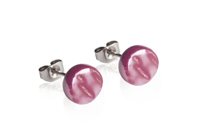 ALEXASCHA Paar Ohrstecker Glasohrstecker in Perlmuttoptik • hypoallergener Edelstahl • ⌀ 8mm von ALEXASCHA