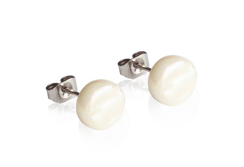 ALEXASCHA Paar Ohrstecker Glasohrstecker in Perlmuttoptik • hypoallergener Edelstahl • ⌀ 8mm von ALEXASCHA