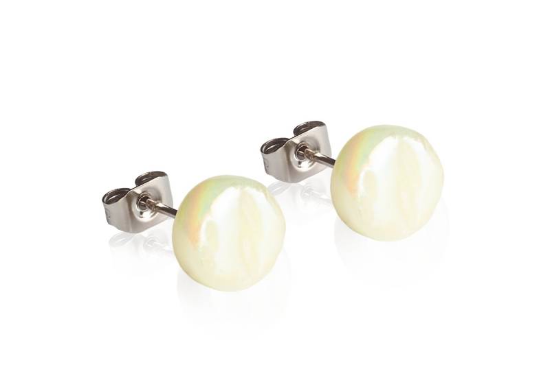 ALEXASCHA Paar Ohrstecker Glasohrstecker in Perlmuttoptik • hypoallergener Edelstahl • ⌀ 8mm von ALEXASCHA