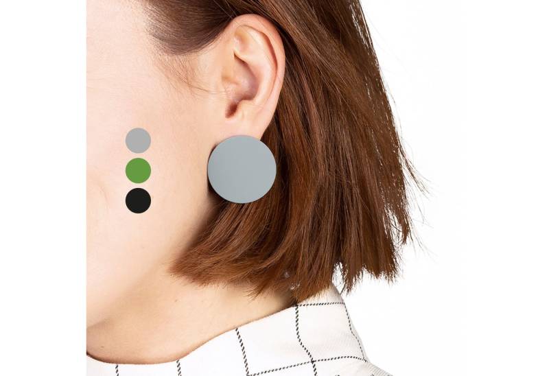 ALEXASCHA Paar Ohrstecker Runde Statement Ohrringe in schwarz, grün & grau • 30mm von ALEXASCHA