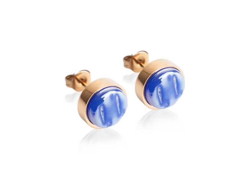 ALEXASCHA Paar Ohrstecker mit Ohrklemme Edelstahl Ohrstecker mit Stein • Perlmuttoptik • 8mm von ALEXASCHA