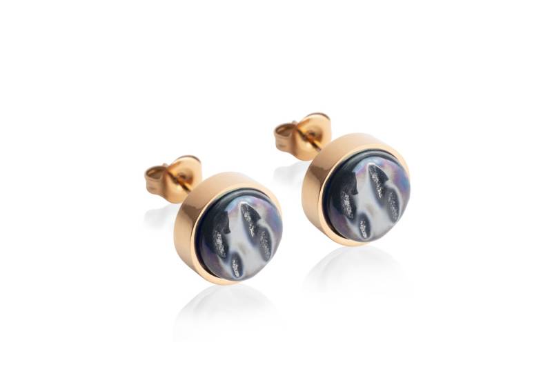 ALEXASCHA Paar Ohrstecker mit Ohrklemme Edelstahl Ohrstecker mit Stein • Perlmuttoptik • 8mm von ALEXASCHA