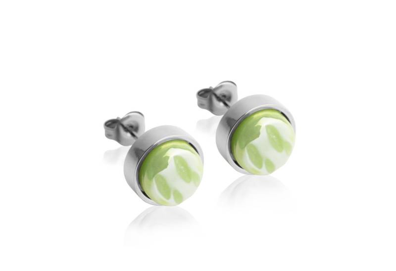 ALEXASCHA Paar Ohrstecker mit Ohrklemme Edelstahl Ohrstecker mit Stein • Perlmuttoptik • 8mm von ALEXASCHA