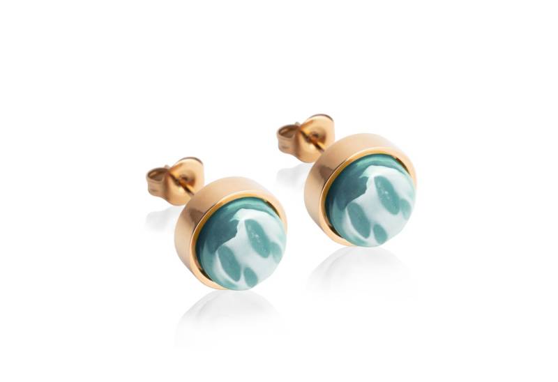 ALEXASCHA Paar Ohrstecker mit Ohrklemme Edelstahl Ohrstecker mit Stein • Perlmuttoptik • 8mm von ALEXASCHA