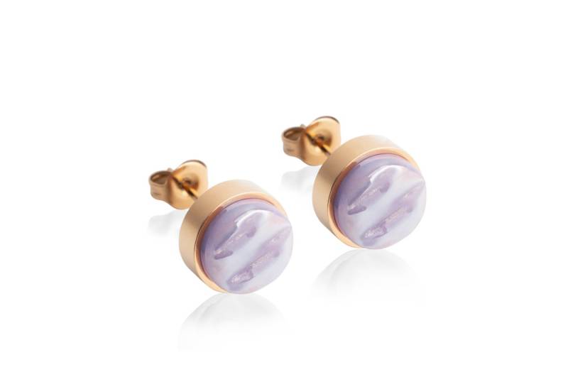 ALEXASCHA Paar Ohrstecker mit Ohrklemme Edelstahl Ohrstecker mit Stein • Perlmuttoptik • 8mm von ALEXASCHA