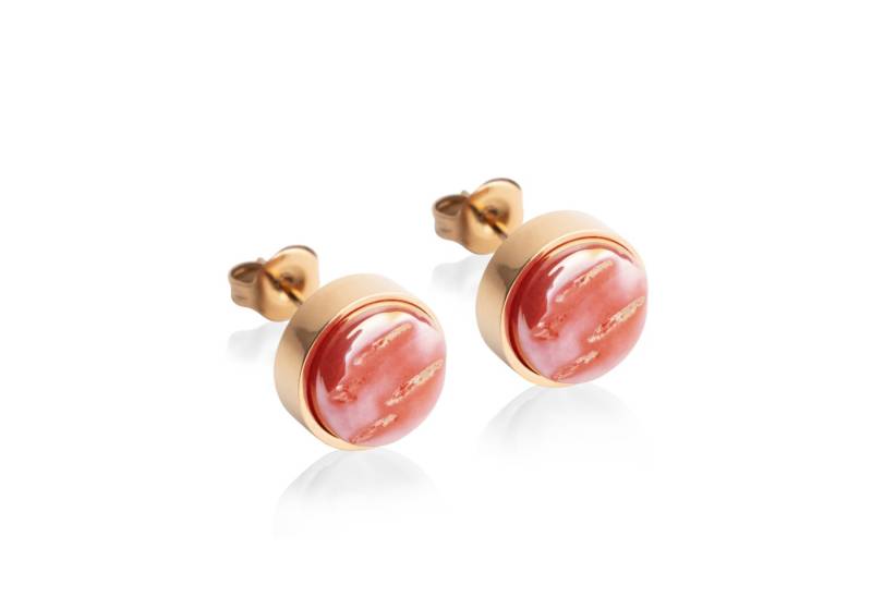 ALEXASCHA Paar Ohrstecker mit Ohrklemme Edelstahl Ohrstecker mit Stein • Perlmuttoptik • 8mm von ALEXASCHA