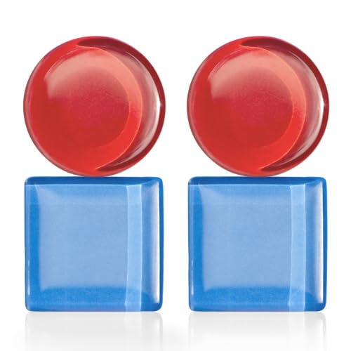 Geometrische Clip Ohrringe ohne Ohrlöcher • Bauhaus Design Ohrclips in 16 Farbvarianten • Statement Schmuck aus Glas • nachhaltig & handgemacht • 30x15x4mm (Kirschrot & Azurblau) von ALEXASCHA