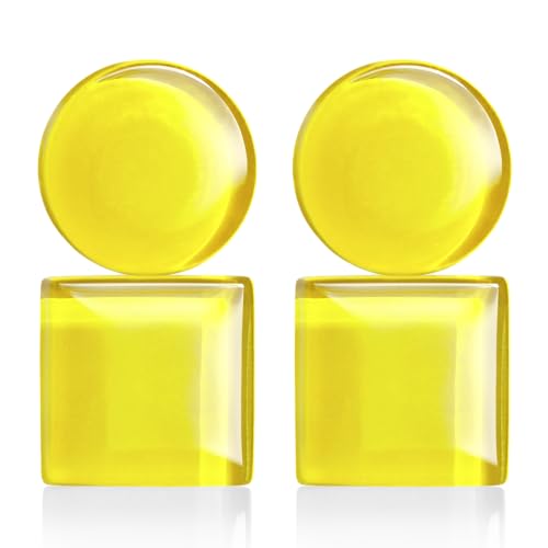 Geometrische Clip Ohrringe ohne Ohrlöcher • Bauhaus Design Ohrclips in 16 Farbvarianten • Statement Schmuck aus Glas • nachhaltig & handgemacht • 30x15x4mm (Zitronengelb) von ALEXASCHA