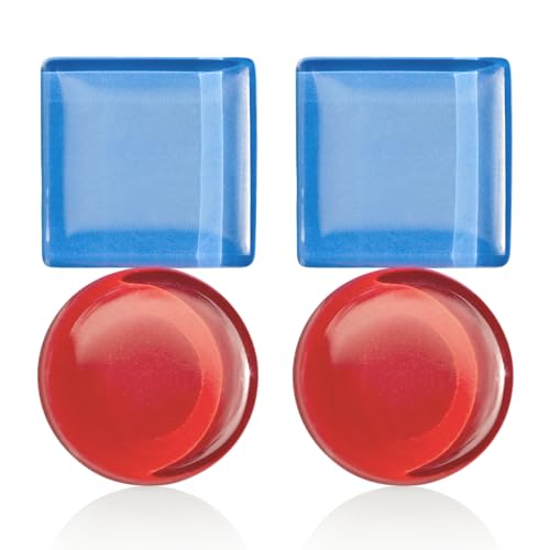 Geometrische Statement Ohrringe Damen • Bauhaus Design Ohrstecker in 16 Farbvarianten • Nachhaltiger Schmuck aus Glas • hypoallergen & handgemacht • 30x15x4mm (Azurblau & Kirschrot) von ALEXASCHA