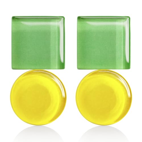 Geometrische Statement Ohrringe Damen • Bauhaus Design Ohrstecker in 16 Farbvarianten • Nachhaltiger Schmuck aus Glas • hypoallergen & handgemacht • 30x15x4mm (Lindgrün & Zitronengelb) von ALEXASCHA