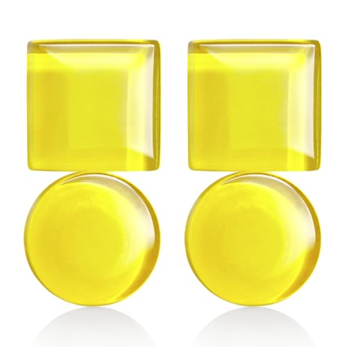 Geometrische Statement Ohrringe Damen • Bauhaus Design Ohrstecker in 16 Farbvarianten • Nachhaltiger Schmuck aus Glas • hypoallergen & handgemacht • 30x15x4mm (Zitronengelb) von ALEXASCHA