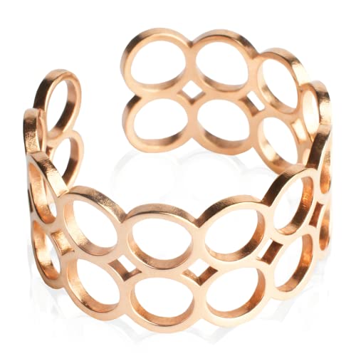 Offener Statement Ring Damen • Chunky Cuff Ring roségold • Edelstahl Schmuck mit geometrischem Design • verstellbar ab Größe 60 (Ø 19 mm) von ALEXASCHA
