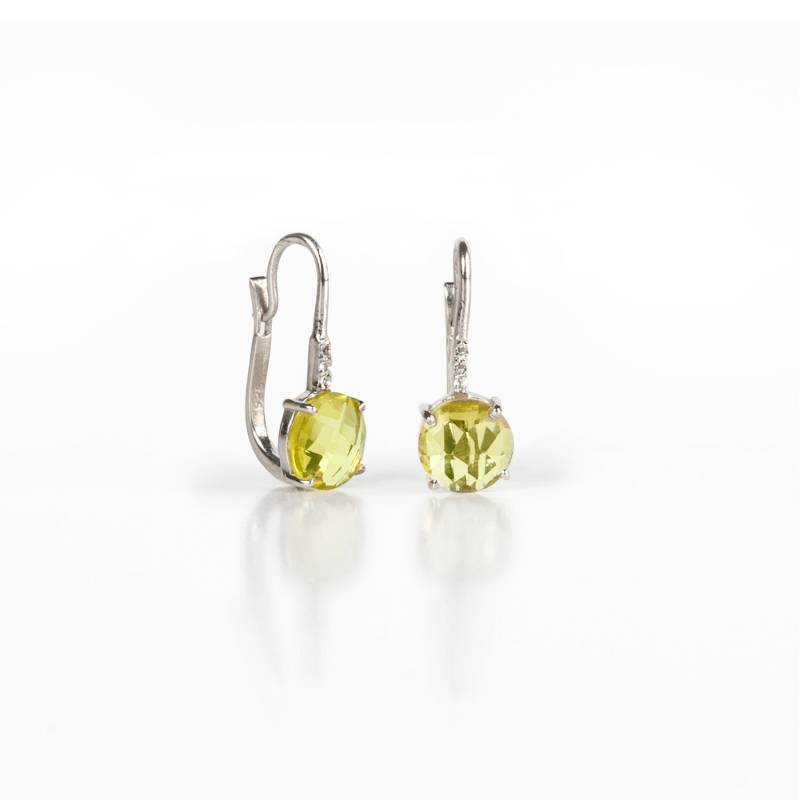Silberne Und Zitronenfarbene Briolette-Quarz-Schlafohrringe von ALEXBOKBIJOUX