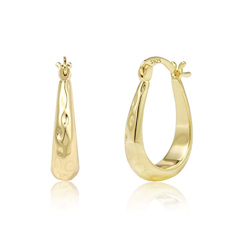 Ohrringe Gold, Creolen Ohrringe Ovale Gold für Damen, Sterling Silber 925 Tropfenohrringe Kleine Creolen Hypoallergen, 14k Vergoldete Ohrring Gold für Damen Frauen Mädchen Schmuck Geschenke von ALEXCRAFT