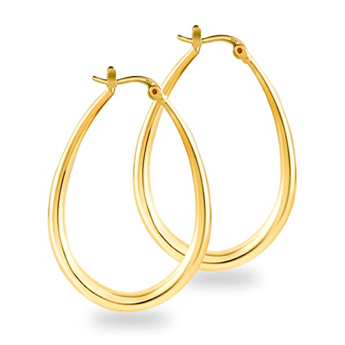 ALEXCRAFT Creolen Gold Große 14K Vergoldete Oval Ohrringe Gold Damen Goldene Chunky Hoop Earrings von ALEXCRAFT