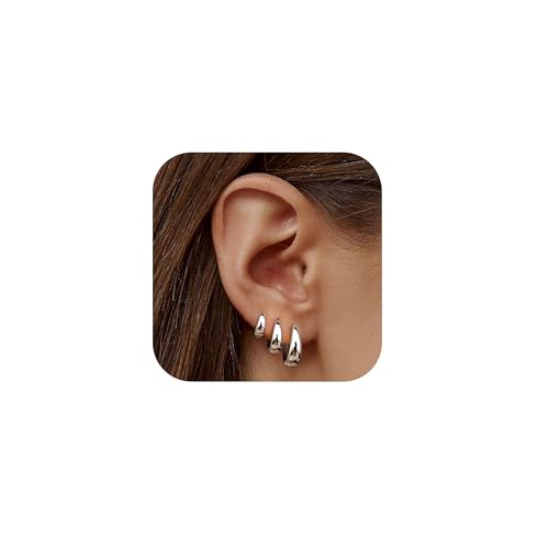 ALEXCRAFT Creolen Silber 925 Klein Ohrringe Silber 925 Set Huggie Hoop Earrings 3 Paar von ALEXCRAFT