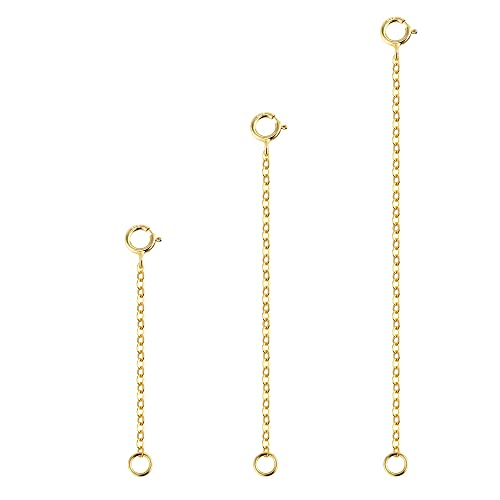 3 Stück 14 Karat Gold Halskette Verlängerungen 925 Sterling Silber Verlängerungskette für Armband Fußkettchen Schmuckherstellung 1 2 3 Zoll von ALEXCRAFT