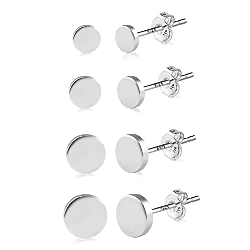 ALEXCRAFT Ohrstecker Silber 925 Damen Klein Ohrringe Set Rund For Herren Mädchenm Stecker Ohrringe 4 Paar von ALEXCRAFT