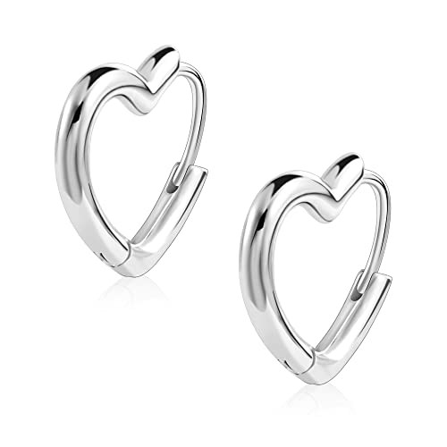 ALEXCRAFT Herz Creolen Ohrringe Silber 925 Damen Klein Huggie Silver Heart Hoop Earrings von ALEXCRAFT