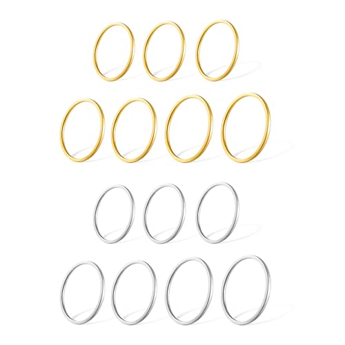ALEXCRAFT 14 Stück Silber Gold Ringe Set für Damen Edelstahl Knöchelringe Stapelbarer Ring Midi Ringe Minimalistischer Fingerringe Set ALEXCRAFT 14 Stück Silber Gold Ringe Set für Damen Edelstahl Knöchelringe Stapelbarer Ring Midi Ringe Minimalistischer Fingerringe Set von ALEXCRAFT