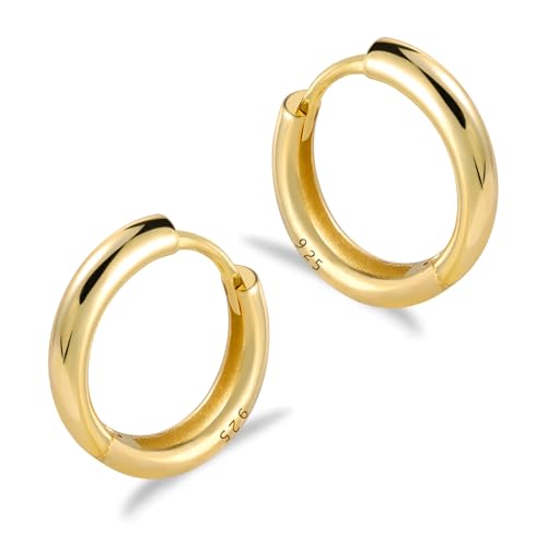 ALEXCRAFT 14K Creolen Gold Ohrringe Klein Damen Rund Goldener Ohrringe Vergoldete Geschenk für Frauen Freundin Mama Mädchen von ALEXCRAFT