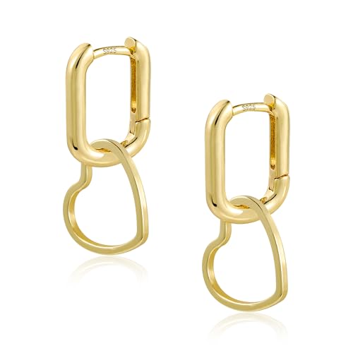 ALEXCRAFT 14K Eckige Creolen Gold Herz Goldener Ohrringe Vergoldete Geschenk für Frauen Freundin Mama Mädchen ALEXCRAFT 14K Eckige Creolen Gold Herz Goldener Ohrringe Vergoldete Geschenk für Frauen Freundin Mama Mädchen von ALEXCRAFT