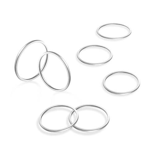 ALEXCRAFT 7 Stück Silber Ringe Set für Damen Edelstahl Knöchelringe Stapelbarer Ring Midi Ringe Minimalistischer Fingerringe Set von ALEXCRAFT