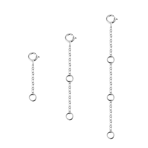 ALEXCRAFT 3 Stück Kettenverlängerung Silber, 14 Vergoldete Silber Verlängerung Kette Halskette Fußkette Armband Verlängerungskette Silber für Schmuckherstellung Damen Herren(1 2 3 inch) von ALEXCRAFT