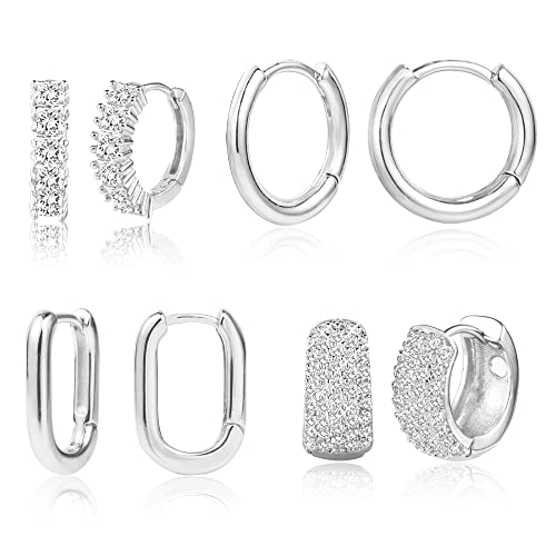 ALEXCRAFT Ohrringe Creolen Silber 925 Set Ohrringe Damen Hoops 925 Silber Cubic Zirkonia Silberne Strass Ohrringe Set Für Mehrere Ohrlöcher ALEXCRAFT Ohrringe Creolen Silber 925 Set Ohrringe Damen Hoops 925 Silber Cubic Zirkonia Silberne Strass Ohrringe Set Für Mehrere Ohrlöcher von ALEXCRAFT