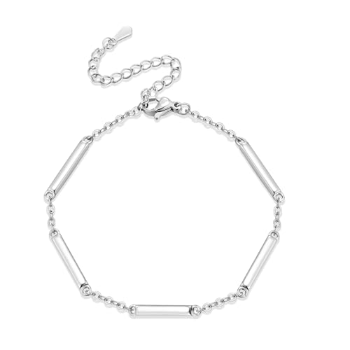 ALEXCRAFT Armband fur Damen Silber Verlängerungskette Armband | Verstellbares Freundschaftsarmband 17+5cm Armbänder Schmuck Geschenke für Frauen Damen Mädchen ALEXCRAFT Armband fur Damen Silber Verlängerungskette Armband | Verstellbares Freundschaftsarmband 17+5cm Armbänder Schmuck Geschenke für Frauen Damen Mädchen von ALEXCRAFT